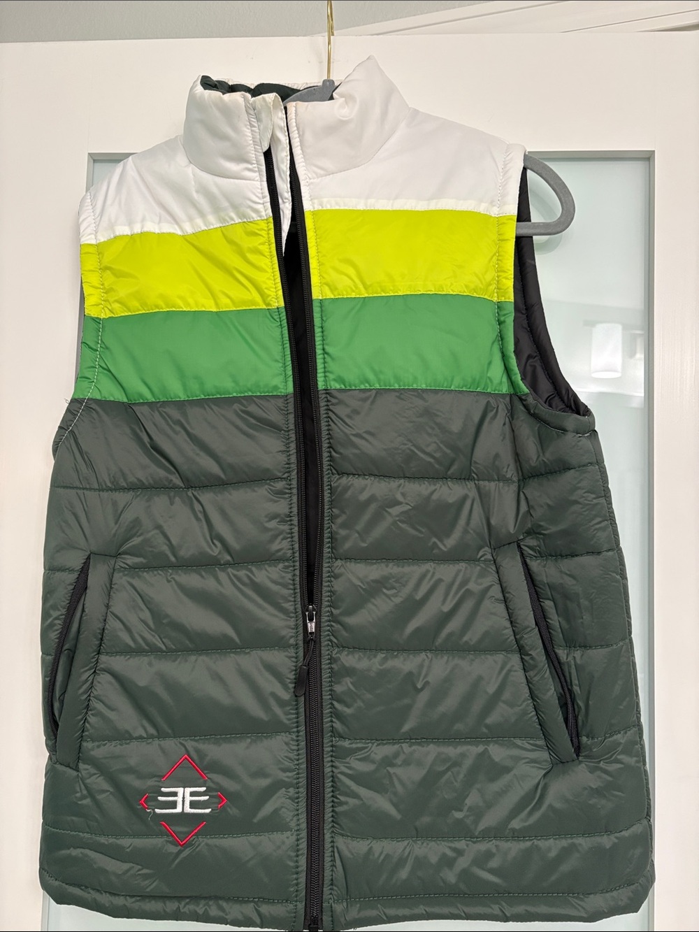 Encore Jeans Green, Lime & White Puffer Vest
